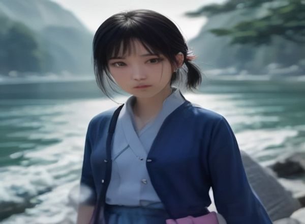国模白露中式古风汉服写真，白色汉服配合庭院场景，清冷气质人像摄影作品